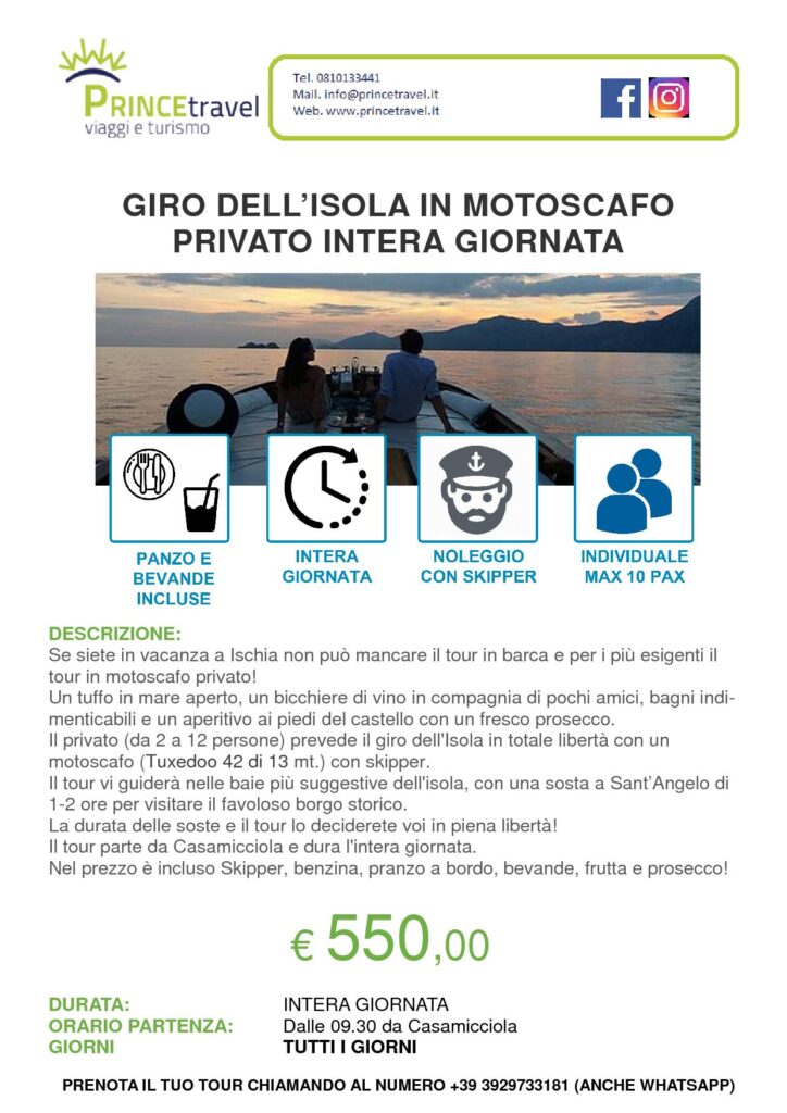 TOUR ISCHIA Motoscafo privato INTERA GIORNATA