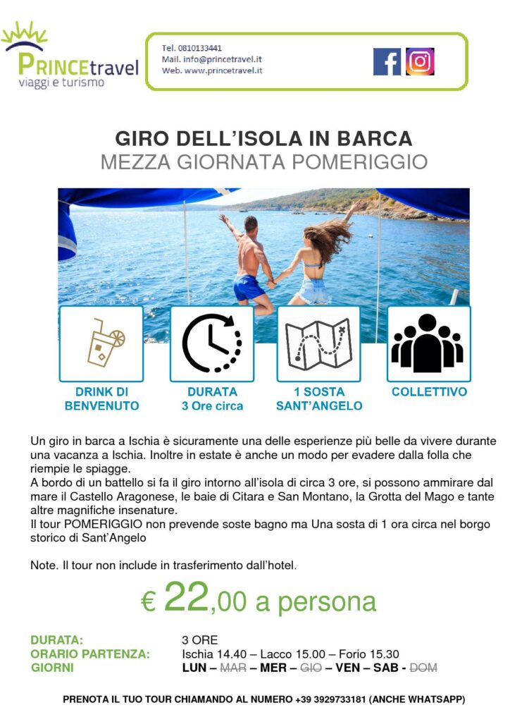 GIRO ISOLA ISCHIA in Barca condiviso MEZZA GIORNATA