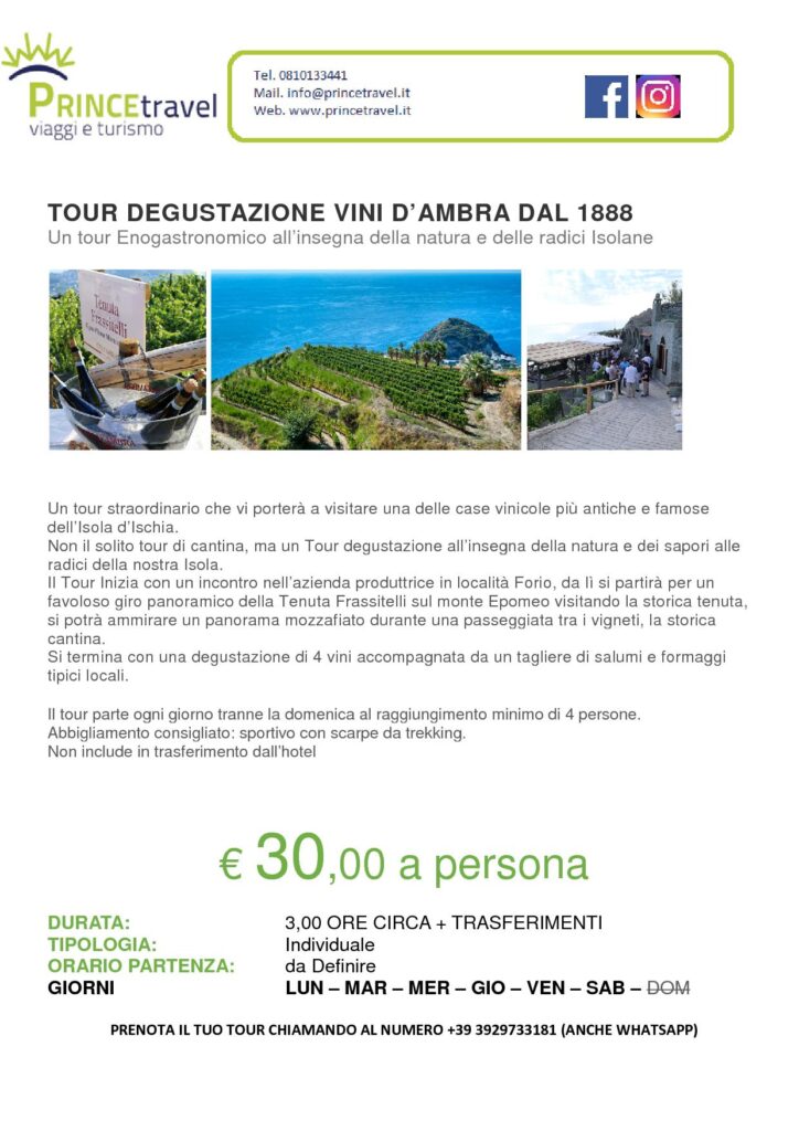 TOUR CANTINA VINICOLA STORICA DI ISCHIA MEZZA GIORNATA